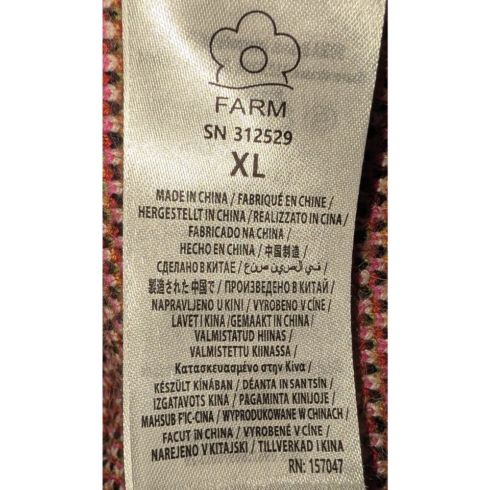 Farm Rio Palms Paradise Sand Knit Wool Blend Cardigan Sweater Size XL - Picture 8 of 8